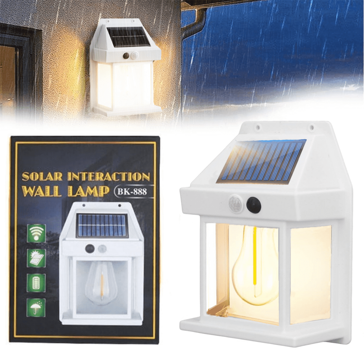 Solar Lights Outdoor, Dusk to Dawn Solar Wall Sconce Motion Sensor, 3