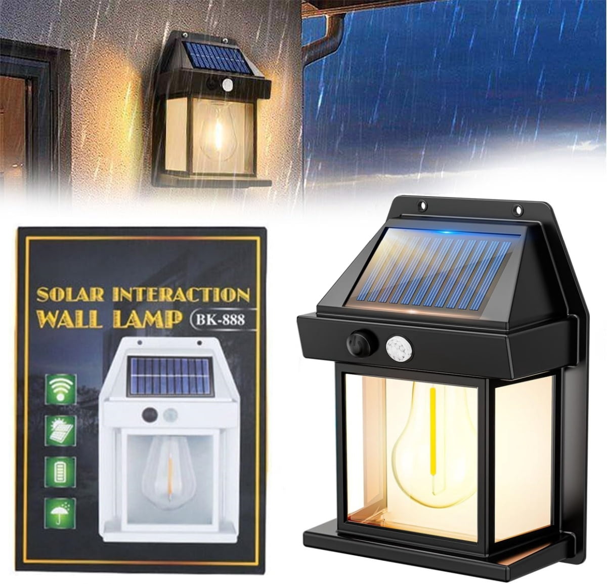 Solar Lights Outdoor, Dusk to Dawn Solar Wall Sconce Motion Sensor, 3 Lighting Modes Waterproof Solar Security Wall Lantern Light Fixtures for Garden Yard Patio Fence Outside, Black