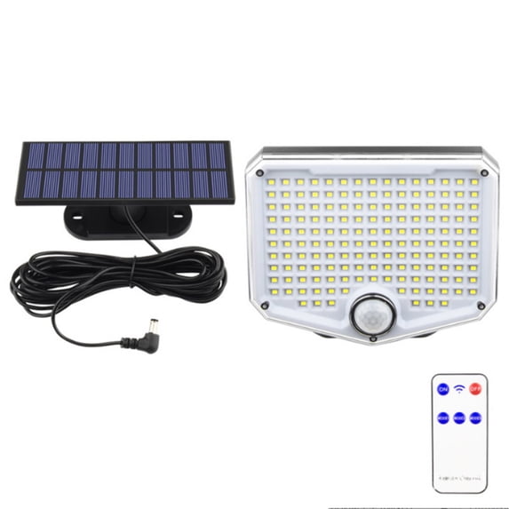 Solar Lights Outdoor, Dusk To Dawn Motion Sensor Wall Lights with Remote Control, 153 Led, Ip65 Waterproof, Split Solar Panel for Garden Patio Garage
