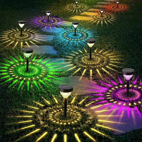 Solar Lights Outdoor Garden, 2025 New Dynamic Running Light, IP65 Waterproof Dual-Mode Solar Powered Outdoor Lights for Pathway Lawn Patio Yard Landscape Driveway (4)
