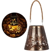 Solar Lights Outdoor Garden Decor Hanging Lanterns Decoration Metal Retro Butterfly Hollow Pattern Gifts Waterproof Solar Lantern for Garden, Patio