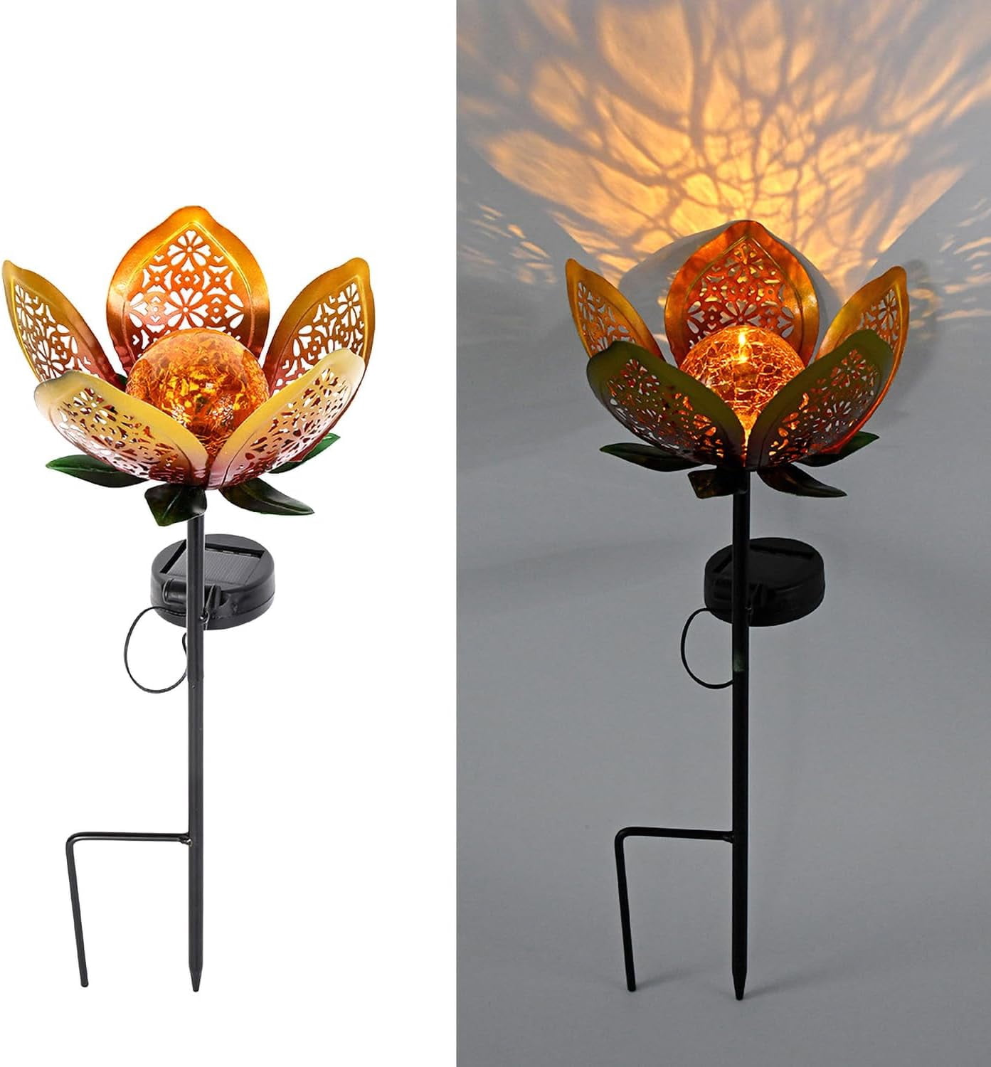 Solar Lights Outdoor Garden Decor,LED Lotus Flower Lamp, Metal Tulip Solar Lawn Lamp for Courtyard Decoration, Garden Gifts for Women