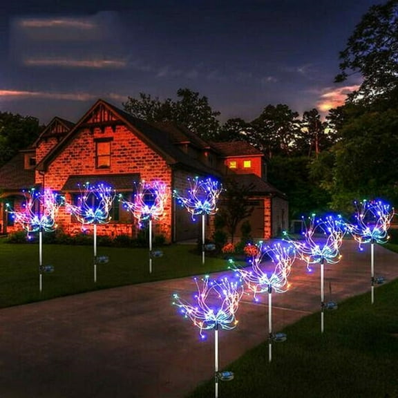 Solar Lights Outdoor Garden Decor Waterproof 1 Pack, Solar 90 LED Fireworks Fairy Lights Yard Decorative Outside, Sparklers Sticks Twinkle Lights Patio Flower Bed Planter Pathway Lawn Decorations