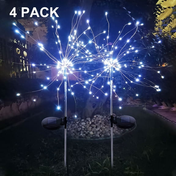 Solar Lights Outdoor, Garden Decorative Lights, Solar Landscape Lights, DIY Lights, 120 LED Powered 40 Copper Wires for Walkway Patio Lawn Backyard，Party Decor 4 Pack （Cool white）