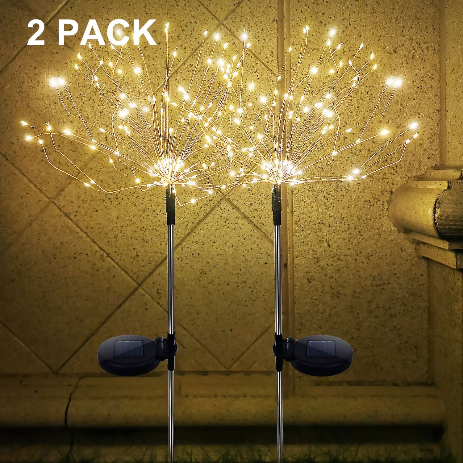 Solar Lights Outdoor, Garden Decorative Lights, Solar Landscape Lights, DIY Lights, 120 LED Powered 40 Copper Wires for Walkway Patio Lawn Backyard，Party Decor 2 Pack（Warm White）
