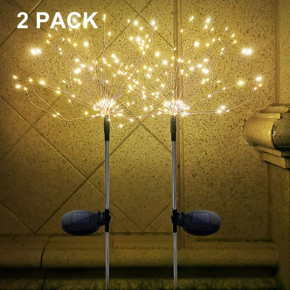 Solar Lights Outdoor, Garden Decorative Lights, Solar Landscape Lights, DIY Lights, 120 LED Powered 40 Copper Wires for Walkway Patio Lawn Backyard，Party Decor 2 Pack（Warm White）