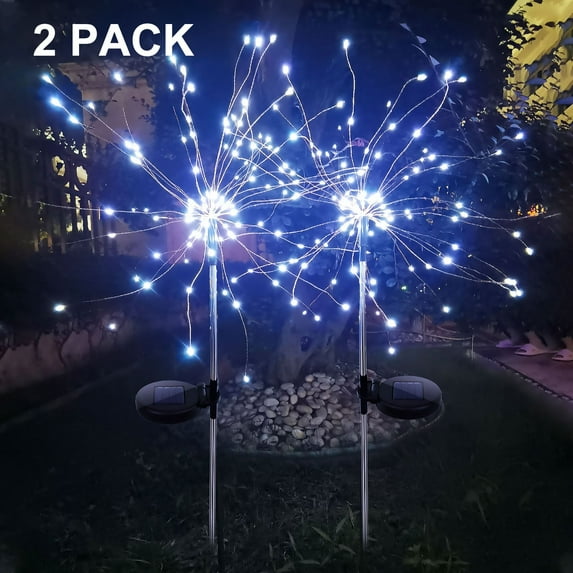 Solar Lights Outdoor, Garden Decorative Lights, Solar Landscape Lights, DIY Lights, 120 LED Powered 40 Copper Wires for Walkway Patio Lawn Backyard,Party Decor 2 Pack (Cool white)