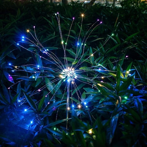 Solar Lights Outdoor Garden Decorative -Solar 120LED Powered 40Copper Wiress Stake String Pathway Light-DIY Flowers for Patio,Backyard Decor 2 Pack(Mulit-Color)