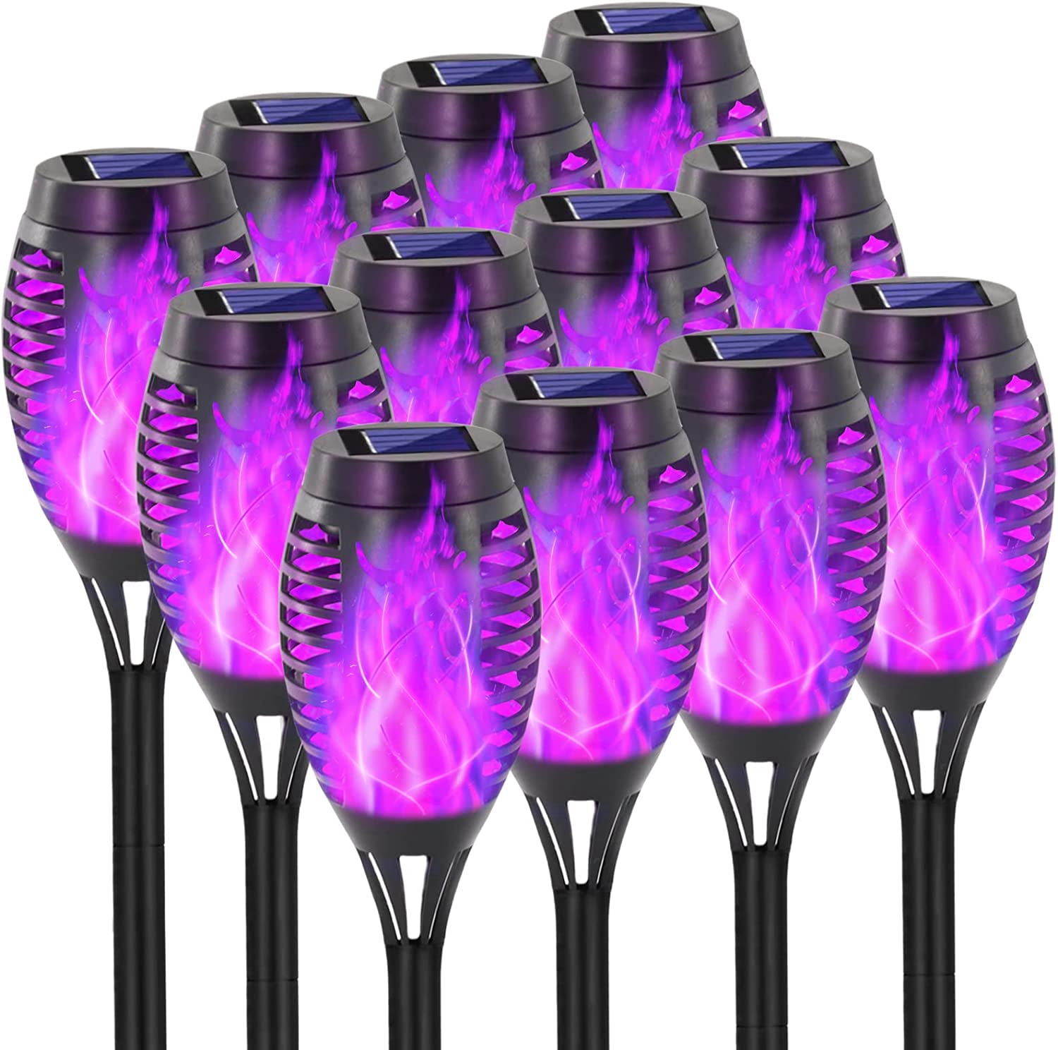 Solar Lights Outdoor, Halloween Decorations Purple Solar Tiki Torches ...