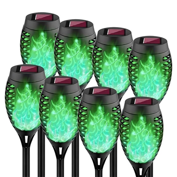 Solar Lights Outdoor,Halloween Solar Torch Lights with Flickering Flame,Waterproof Outdoor Garden Lights for Outside Patio Pathway Yard Decorations(12, Green)