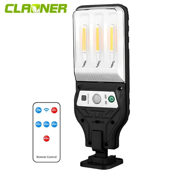 Solar Lights Outdoor, IP65 Waterproof Solar Street Lights Outdoor, 6500K LED Dusk to Dawn Security Flood light with Motion Sensor and Remote Control for Yard, Parking Lot, Courtyards, Garages 1-Pack