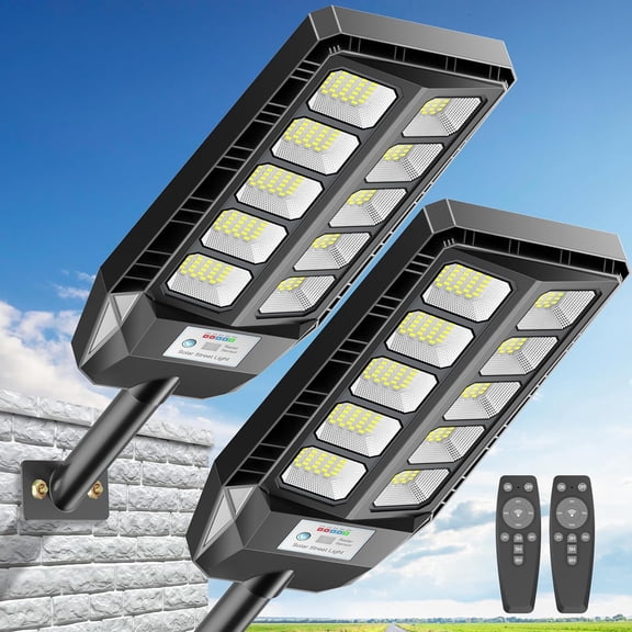 Solar Lights Outdoor, IP66 Waterproof Street Lights Outdoor, TW001 | 6500K Dusk to Dawn Solar Security Flood Lights Motion Sensor with Remote Control for Yard, Entryway Garage, Porch 2 Pack