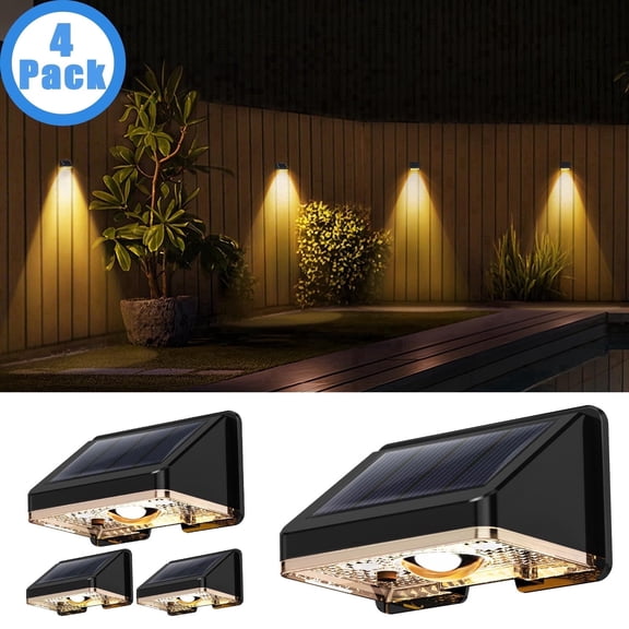 Solar Lights Outdoor, IP67 Waterproof Solar Deck Lights for Fence Yard Patio Garden Step Garage ( 4-Pack)