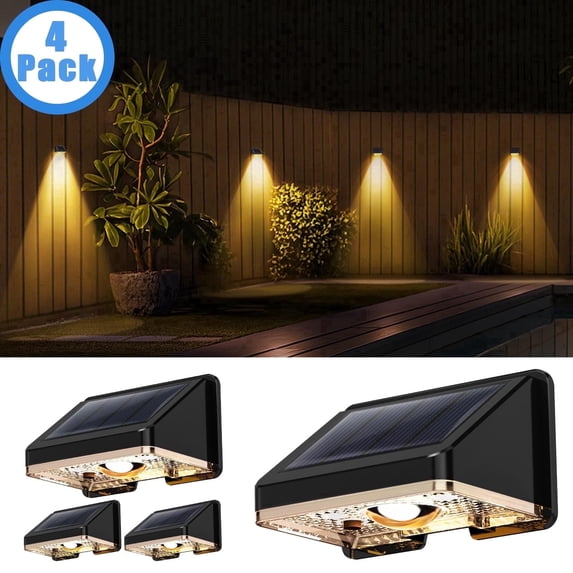 Solar Lights Outdoor, IP67 Waterproof Solar Deck Lights for Fence Yard Patio Garden Step Garage ( 4-Pack)