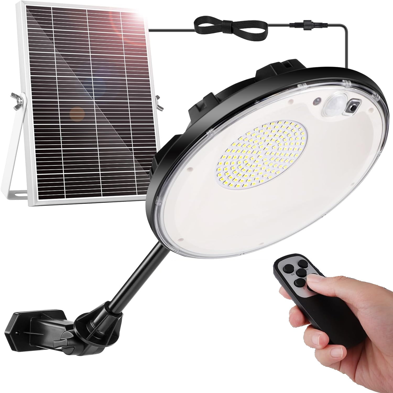 Solar Lights Outdoor Waterproof , 3500LM 4 Modes (1 All Day Mode) Motion Sensor Solar Security Shed Light with Remote,  Indoor Dusk to Dawn Solar Barn Light for Gazebo Yard Garage Patio