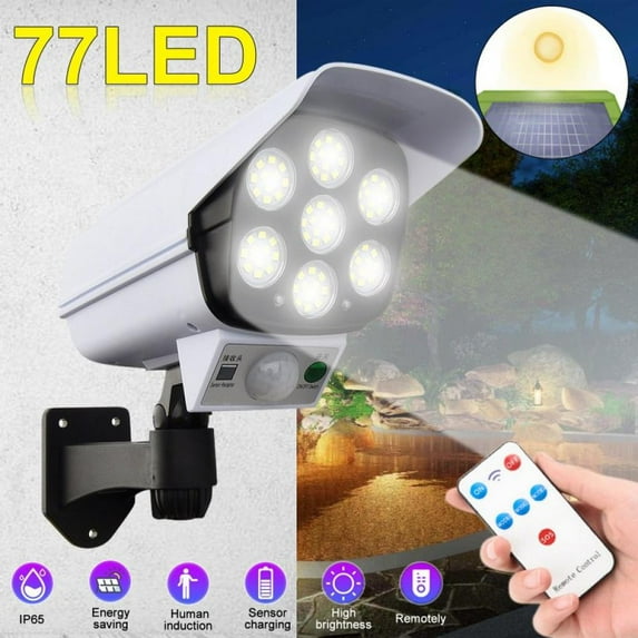 Solar Lights Outdoor Indoor - 77 LED Solar Motion Sensor Lights 3 Adjustable Heads 120° Wide Angle - Security Flood Light IP65 Waterproof Solar Powered Wall Lights