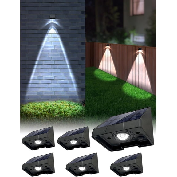 Solar Lights Outdoor LED 6000K White Bright Lens Downlight Small Solar Light for Address, Sign, Mailbox, Deck, House Number, Wall, Fence