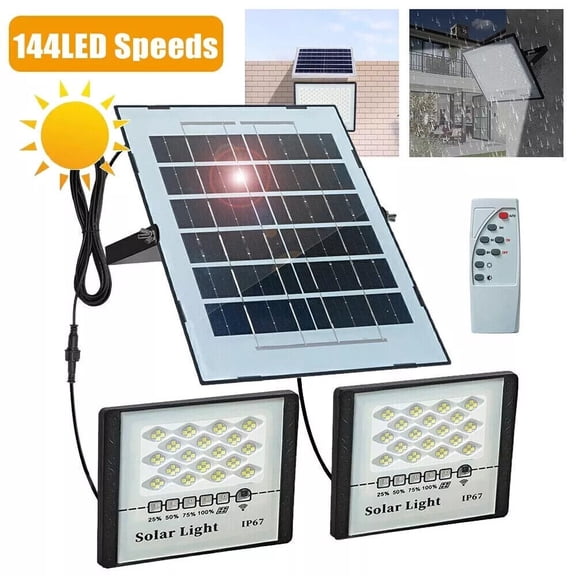 Solar Lights Outdoor LED Solar Powered Motion Sensor Lights with Remote Security Wall Flood Lights for Outside Garage Street