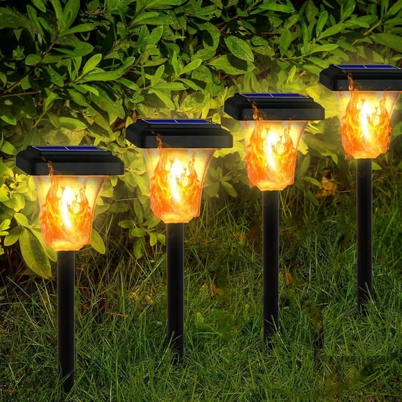 Solar Lights Outdoor,LED Solar Torch Lights with Flickering Flame | Upgraded 2nd-gen Flame tech,4 Pack Waterproof Outdoor Garden Light for Christmas, Garden, Landscape, Path, Yard, Patio
