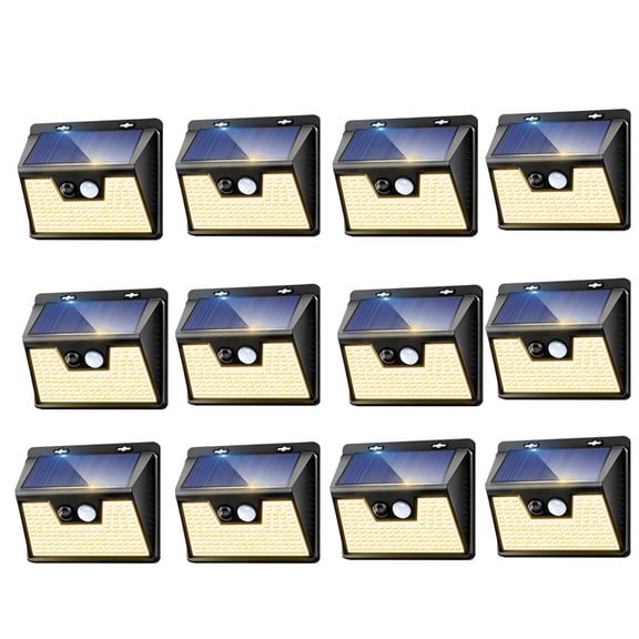 Solar Lights Outdoor Motion Sensor, 12 Pack 140LED 3 Modes IP65 Solar Powered Wall Lights for Outside Garden Fence Yard Garage,warm light