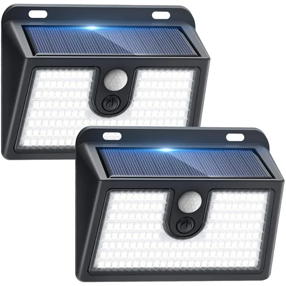 Solar Lights Outdoor Motion Sensor, 2 Pack 149 LED Solar Powered Fence Light Waterproof, 3 Modes Security Wall Lighting for Outside Yard Deck Garden