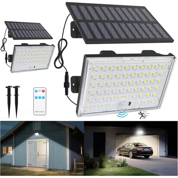 Solar Lights Outdoor with Motion Sensor, 3 Modes Split Flood Lights, Waterproof Dusk to Dawn Solar Powered Security Spot Lights for Garden Barn Porch,2 Pack