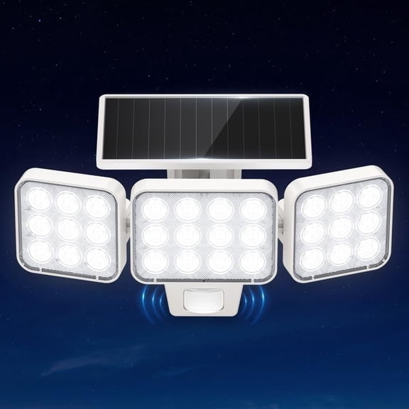 Solar Lights Outdoor Motion Sensor, 3500LM Bright Solar Flood Lights Outdoor, Adjustable & Upgrade Glass Panel, LED Solar Spot Lights for Yard-1Pack, White
