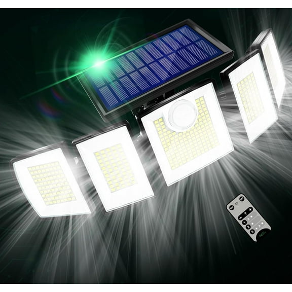 Solar Lights Outdoor  Motion Sensor - 416 LEDs 3000 Lumens Super Bright 3 Brightness 3 Modes 2400mAh 360? Illumination 32ft Solar Flood  Light for Outside (?With Remote Control, 1)
