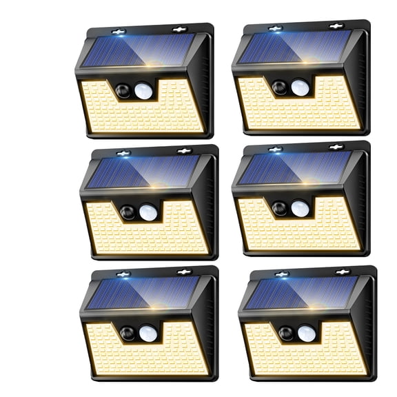Solar Lights Outdoor Motion Sensor, 6 Pack 140LED 3 Modes IP65 Solar Powered Wall Lights for Outside Garden Fence Yard Garage,warm light