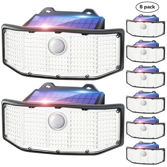 SZRSTH Solar Lights Outdoor Motion Sensor, 8 Pack 252 LED Solar Decorations Light IP65 Waterproof for Backyard Deck Yard