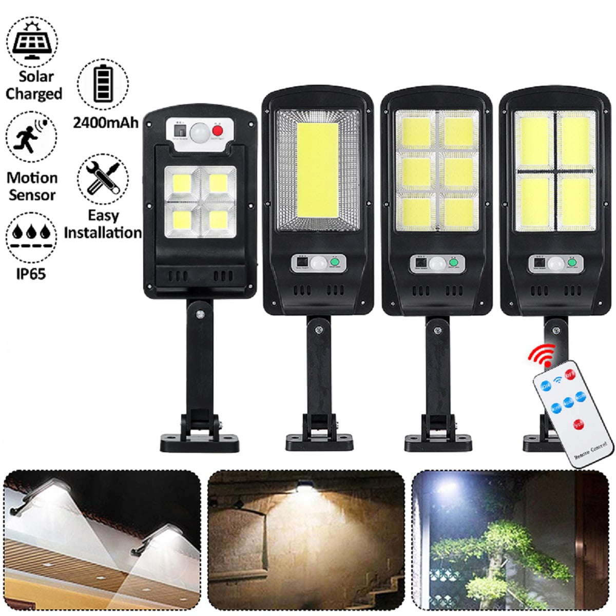 Solar Lights Outdoor Motion Sensor Remote Control, 150/200/300COB Wall ...