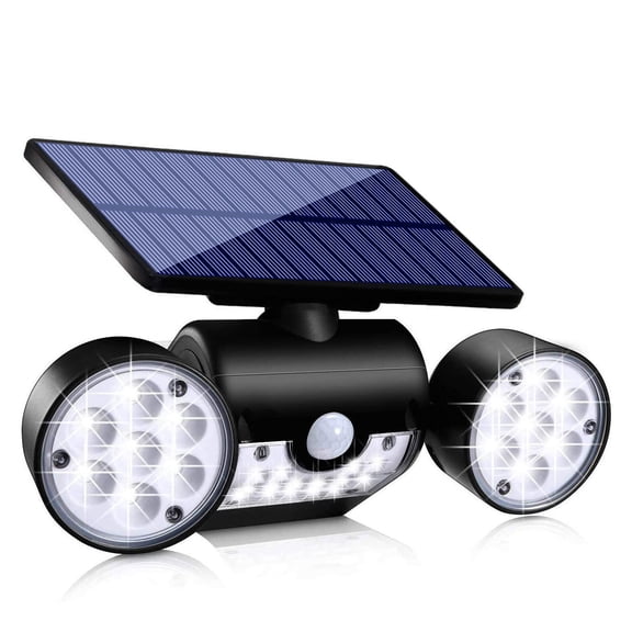Solar Lights Outdoor, Motion Sensor Security Lights Solar Wall Lights With Dual Head Spotlights 30 LED Waterproof 360 - Wide Angle Beam