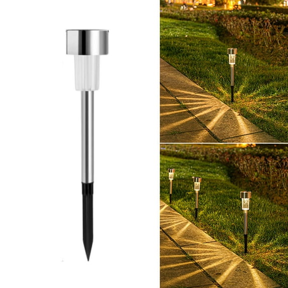 Solar Lights Outdoor Pathway Lights LED IP65 Waterproof Acrylic Lamp Head Stainless Steel Stake for Yard Garden Landscape Path Walkway Driveway Patio Lawn (Warm White)