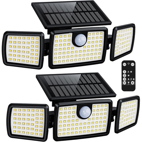 Solar Lights Outdoor, Quick Charge Solar Motion Deck Lights Outdoor for Deck with High Brightness, Larger Built-in Tempered Glass Panel, Sensitive PIR Motion Inductor (Remote,2 Pack)