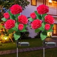 thumbnail image 1 of TiokMc Solar Rose Flower Lights Outdoor, 2 Pack 10 Bloom Waterproof LED Garden Stake Lights, Dusk to Dawn Solar Garden Decor for Yard Patio Pathway, Red, 1 of 8