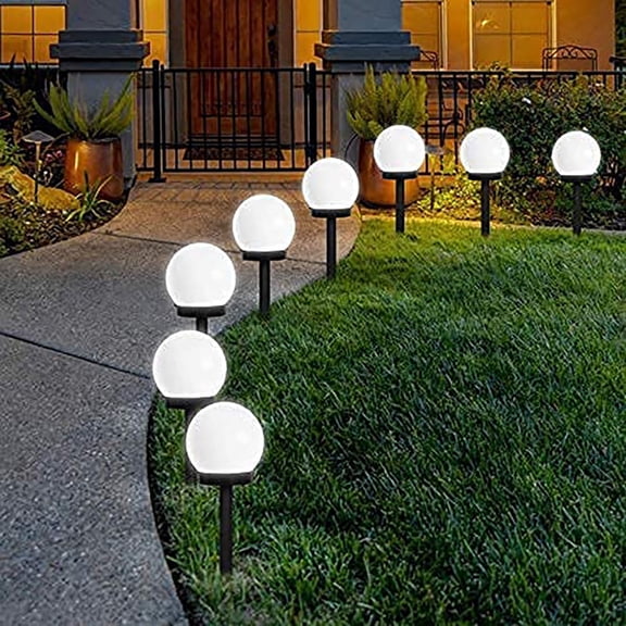 Solar Lights Outdoor, Solar LED Globe Powered Garden Light Waterproof in-Ground Spike Pathway, 8 Pack