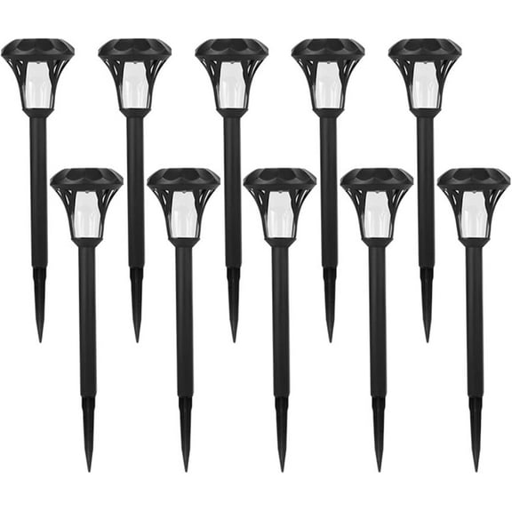Solar Lights Outdoor Solar Pathway Lights Solar Powered Outdoor Solar Lights Waterproof LED Landscape Lighting for Garden Yard Lawn Pathway Walkway Patio,Black Shell,White Light,10 Pack
