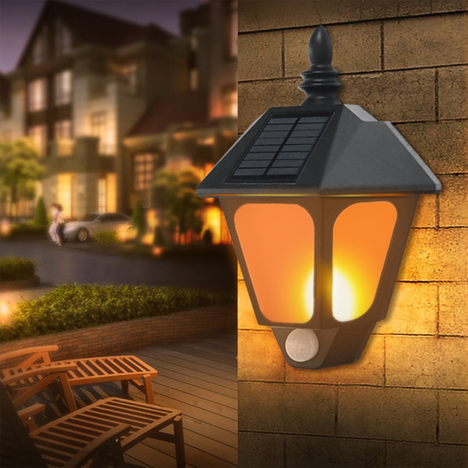 Solar Lights Outdoor Two Modes Solar Sconce Decorative Flickering Flame Wall Lights Waterproof Solar Lights For Patio Garage Garden Back Front