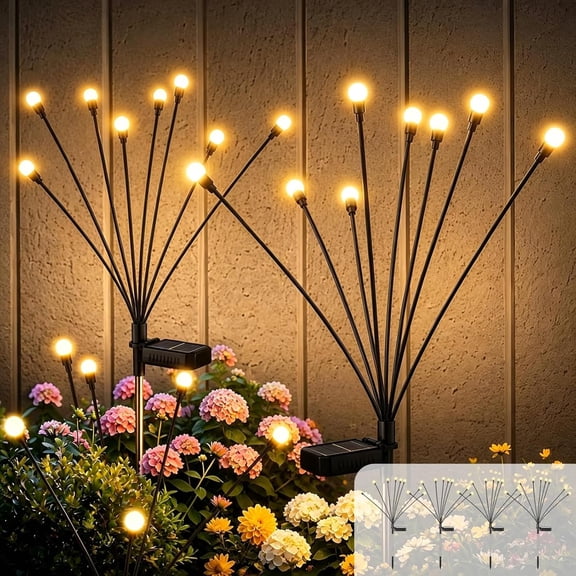 Solar  Lights Outdoor , Warm White LED Fairy Garden Stakes with Swaying Twinkle Effect, Decorative Lighting for Patio Planter,Spring Summer Nights,  for Women(4 Pack)
