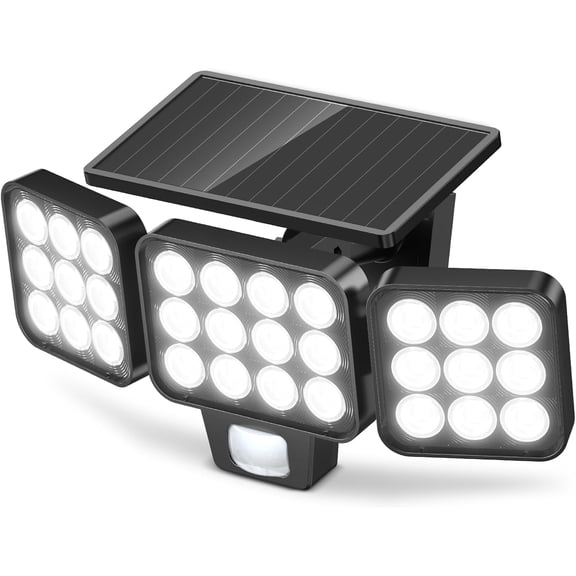 Solar Lights Outdoor Waterproof 1 Pack, 3500LM Super Bright Motion Sensor Solar Powered LED Flood Lights, Upgrade Glass Panel, Solar Security Light Spotlights for Outside Yard