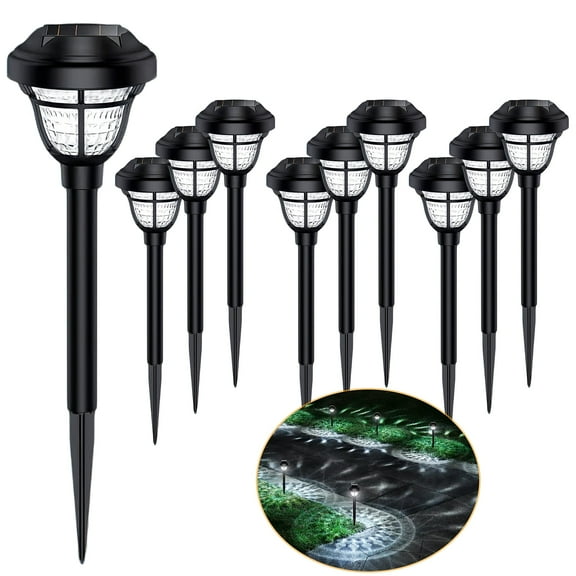 Solar Lights Outdoor Waterproof, 10 Pack LED Solar Garden Lights, Outdoor Decorations, Garden Decor for Yard, Patio, Landscape, Planter, Walkway (Cool White)