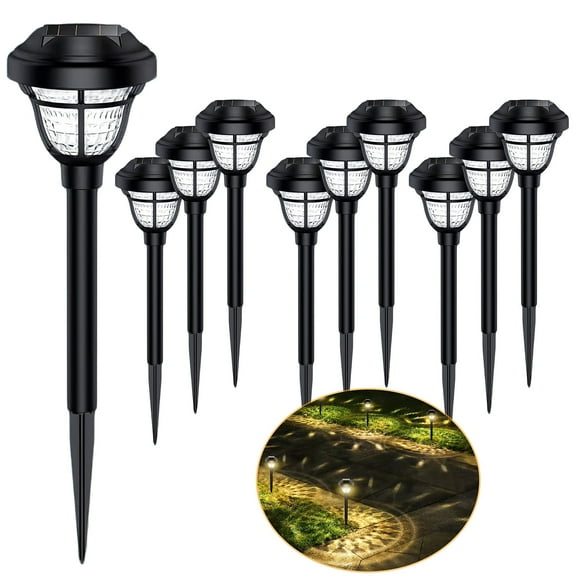 Solar Lights Outdoor Waterproof, 10 Pack LED Solar Garden Lights, Outdoor Decorations, Garden Decor for Yard, Patio, Landscape, Planter, Walkway (Warm White)
