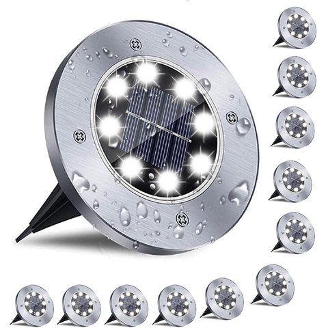 IJIL Solar Lights Outdoor Waterproof, 12 Packs LED In-Ground Lights Outdoor Solar Lights for Yard Patio Garden Lawn Deck Outside Pathway Walkway Sidewalk
