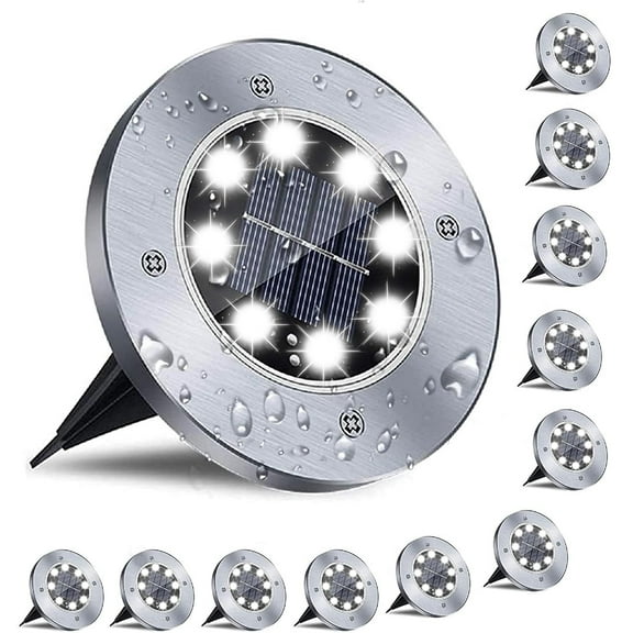 IJIL Solar Lights Outdoor Waterproof, 12 Packs LED In-Ground Lights Outdoor Solar Lights for Yard Patio Garden Lawn Deck Outside Pathway Walkway Sidewalk