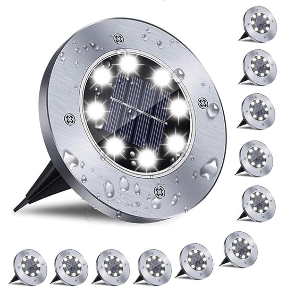 IJIL Solar Lights Outdoor Waterproof, 12pcs LED In-Ground Lights for Yard Patio Garden Outside Pathway