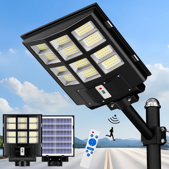 Bjsuc Solar Lights Outdoor Waterproof,246 LED Street Lights with Motion Sensor for Parking Lot,Yard
