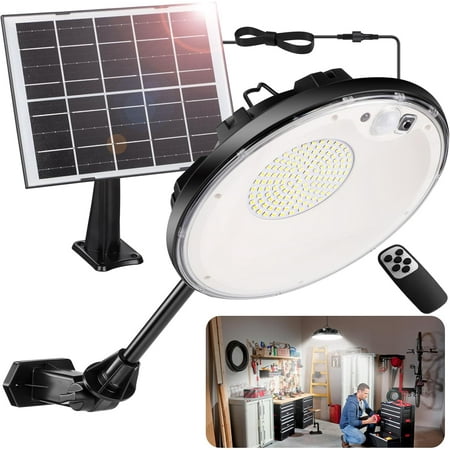 Solar Lights Outdoor Waterproof , 3500LM 4 Modes (1 All Day Mode) Motion Sensor Solar Security Shed Light with Remote, Indoor Dusk to Dawn Solar Barn Light for Gazebo Yard Garage Patio