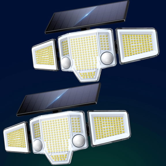 Solar Lights Outdoor Waterproof, 4000LM Solar Flood Lights -Dual Motion Sensor & Curved 300Wide Beam, Larger 3500mAh, Adjustable Solar Security Lights for Yard-2Pack Black