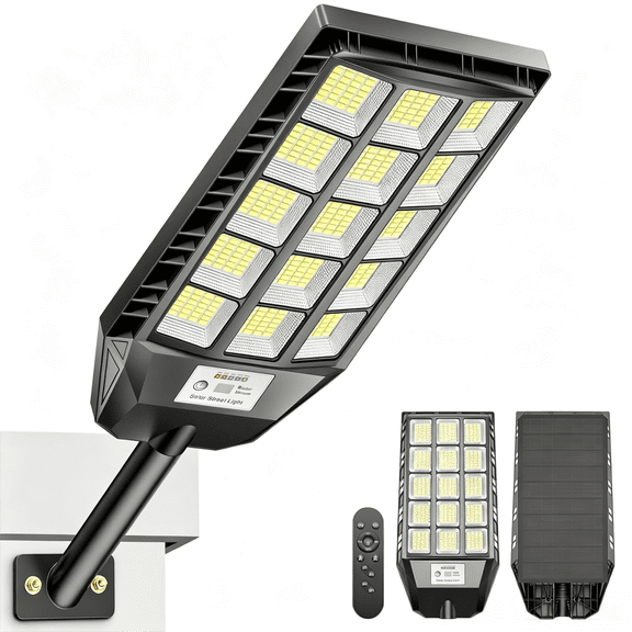 Solar Lights Outdoor Waterproof, 6500K LED Dusk to Dawn Security Flood Light Motion Sensor with Remote Control, 1 Pack