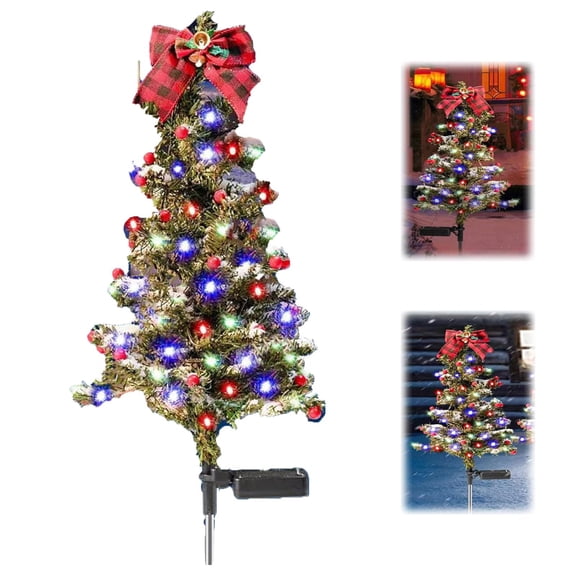 Solar Lights Outdoor Waterproof Artificial Cedar Tree Stakes Multipack Solar Powered Outdoor Lights Summer Fall Yard Garden Lawn Walkway Pathway Landscape Lamp，A